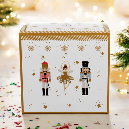 Opakowanie porcelanowego zestawu Christmas Balerina z baletnicą i żołnierzykami.