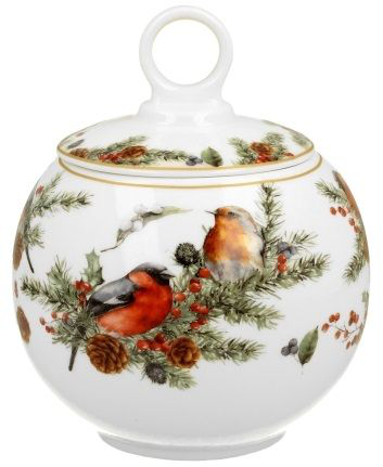Pojemnik na ciastka Christmas Birds 700 ml z ozdobnym pudełkiem w świąteczny wzór.