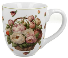 Kubek porcelanowy XXL Kosz Kwiatów Piwonie 1000 ml z kwiatowym wzorem.