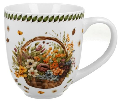 Porcelanowy kubek XXL Kosz Kwiatów Kwiaty Polne 1000 ml z dekoracyjnym wzorem kwiatowym.