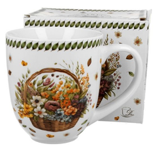 Komplet: kubek porcelanowy XXL Kosz Kwiatów Kwiaty Polne 1000 ml z ozdobnym pudełkiem prezentowym.