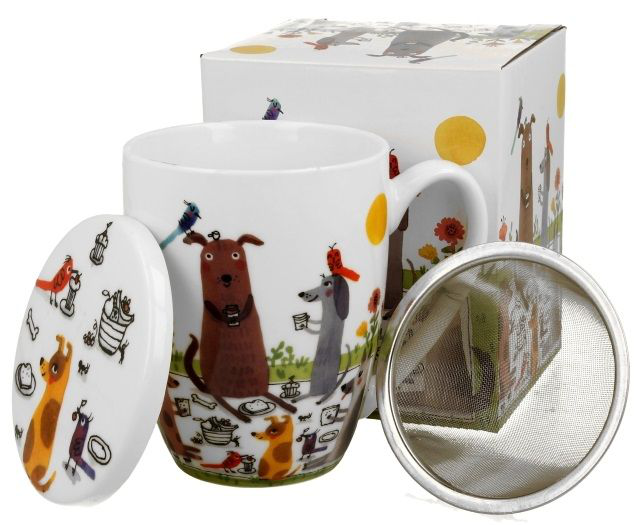 Zestaw prezentowy kubek z zaparzaczem Psi Świat Psi Piknik w ozdobnym pudełku.