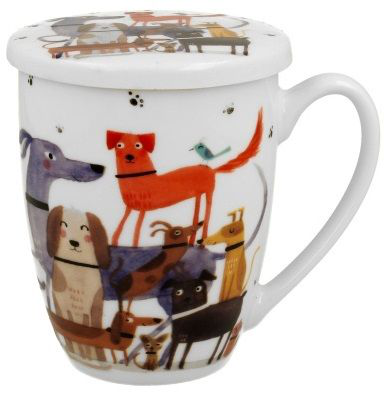 Kubek porcelanowy z przykrywką Psi Świat Psy Na Spacerze.