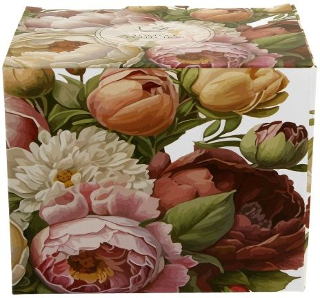 Ozdobne pudełko prezentowe z motywem piwonii dopasowane do kubka