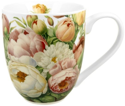 Kubek porcelanowy XXL Piwonie 1000 ml z kwiatowym wzorem piwonii.
