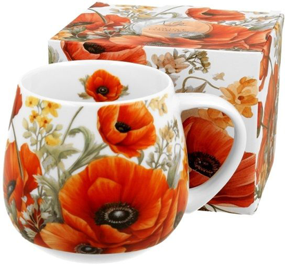 Zestaw kubek porcelanowy baryłka Maki 430 ml w ozdobnym pudełku – idealny pomysł na prezent.