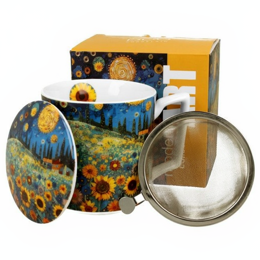 Kubek porcelanowy z zaparzaczem Modern Sunflower Field - 450 ml