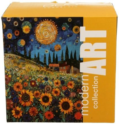 Pudełko prezentowe Modern Sunflower Field z kolorową grafiką słoneczników i pejzażu