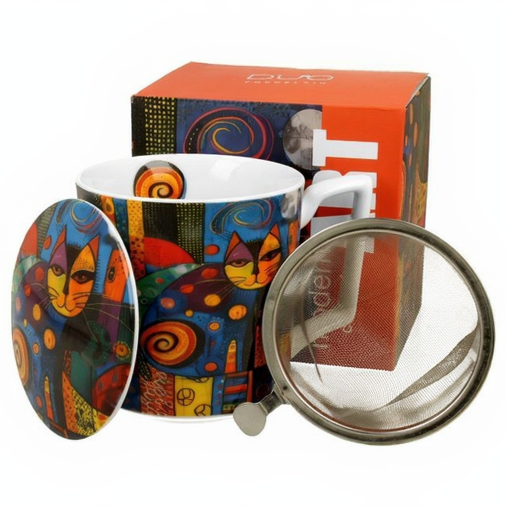 Kubek porcelanowy z zaparzaczem Modern Cat - 450 ml