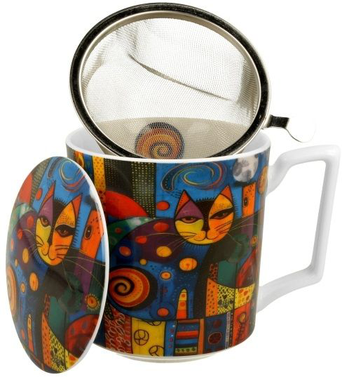 Kubek Modern Cat z metalowym zaparzaczem i wyrazistą grafiką kota