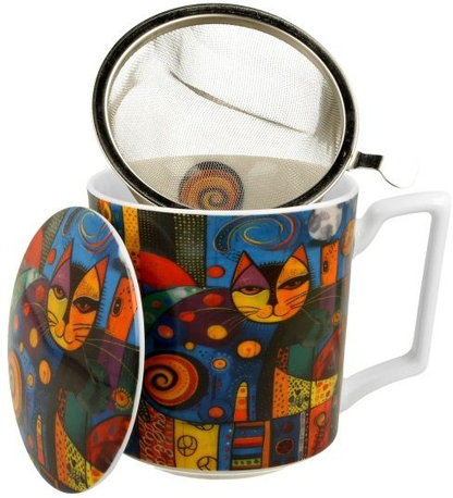 Kubek Modern Cat z metalowym zaparzaczem i wyrazistą grafiką kota