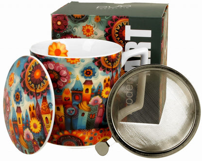 Kubek porcelanowy z zaparzaczem Modern City - 450 ml