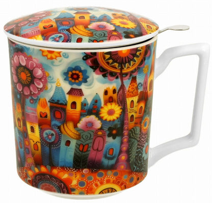 Kubek porcelanowy z zaparzaczem Modern City - 450 ml