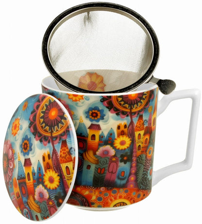 Kubek porcelanowy z zaparzaczem Modern City - 450 ml