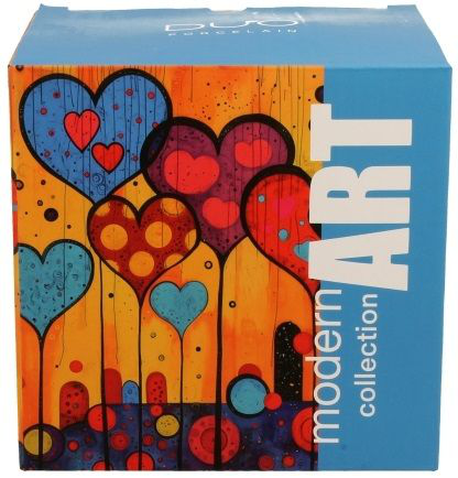 Pudełko prezentowe Modern Hearts z artystycznym wzorem serc w intensywnych barwach