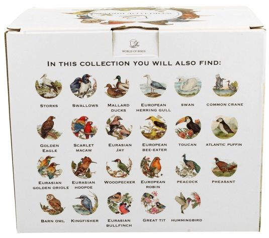 Pudełko prezentowe z kolekcji World of Birds z ilustracjami różnych gatunków ptaków.