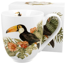 Zestaw: kubek porcelanowy XXL Ptasi Świat Tukan z pudełkiem ozdobnym.