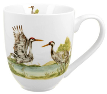 Kubek porcelanowy XXL Żurawie Zwyczajne 1000 ml z ilustracją ptaków nad wodą.