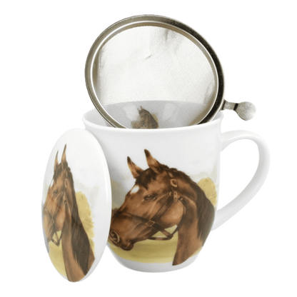 Kubek z zaparzaczem Portret Konia 400 ml marki Duo Gift, porcelanowy model z dekoracyjnym motywem, ujęcie numer 4