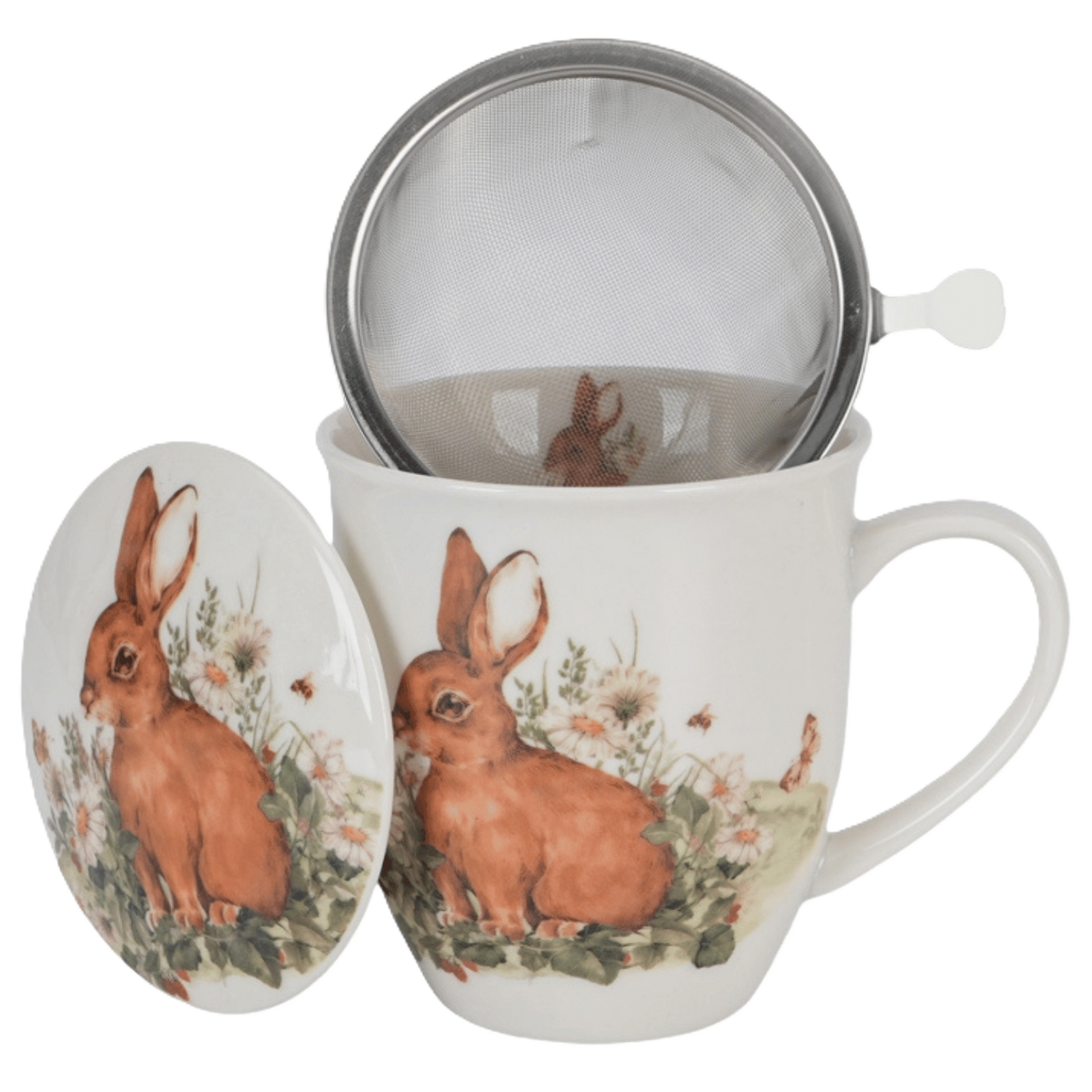 Kubek z zaparzaczem Zając 400 ml z porcelany New Bone China