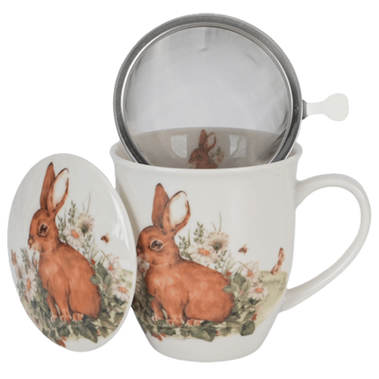 Kubek z zaparzaczem Zając 400 ml z porcelany New Bone China