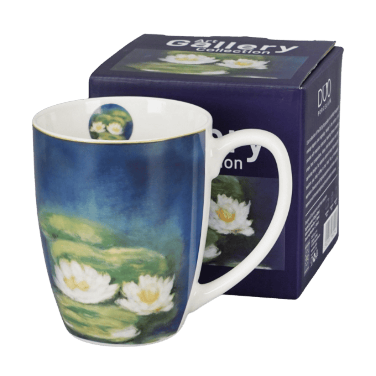 Kubek porcelanowy Duo Nenufars by Monet 360 ml ozdobiony motywem lilii wodnych