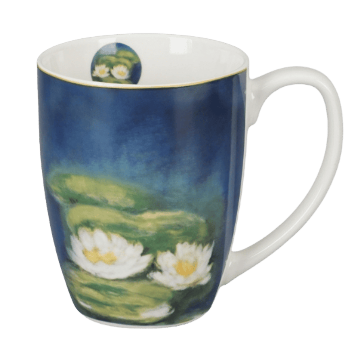Dekoracja lilii wodnych inspirowana obrazem Claude’a Moneta na kubku New Bone China 360 ml