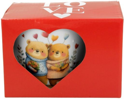 Porcelanowy kubek Misie 2 – 460 ml z ilustracją pary misiów z serduszkami.