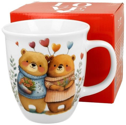 Zestaw kubek porcelanowy Misie 2 650 ml wraz z ozdobnym pudełkiem.