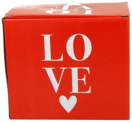 Czerwone pudełko prezentowe z napisem LOVE do kubka porcelanowego Serca 3 – 650 ml.