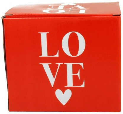 Czerwone pudełko prezentowe z napisem LOVE do kubka porcelanowego Serca 3 – 650 ml.