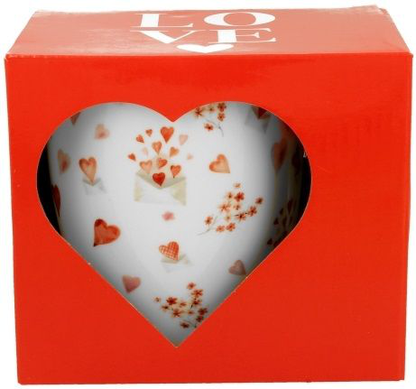Kubek porcelanowy Walentynka – 650 ml w czerwonym pudełku z serduszkowym okienkiem.