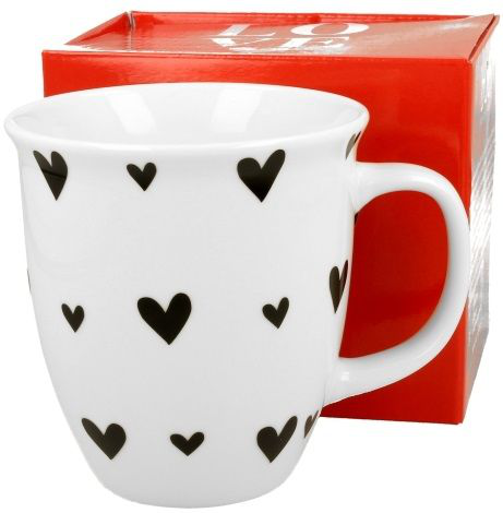 Zestaw kubek porcelanowy Serca 6 650 ml z pudełkiem prezentowym – romantyczny upominek.
