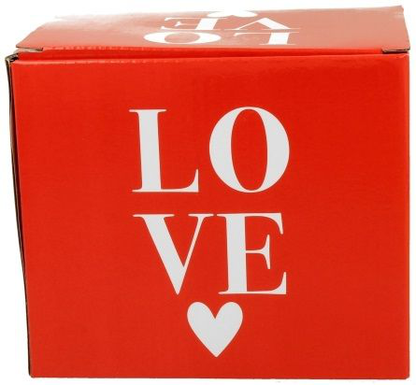 Kubek porcelanowy Serca 1 w czerwonym pudełku z napisem LOVE – idealny na prezent.