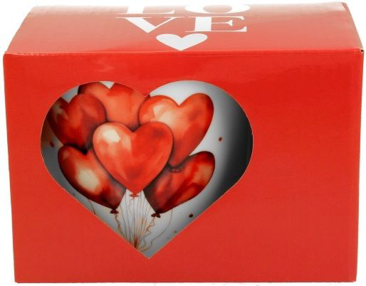 Kubek porcelanowy Balony 1 o pojemności 460 ml – wzór serca w formie balonów.