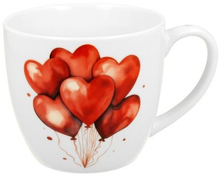 Kubek porcelanowy Balony 1 460 ml z motywem czerwonych balonów-serc – elegancki i praktyczny.