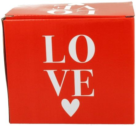 Ozdobne pudełko do kubka porcelanowego Kolorowe Serca 3, pojemność 650 ml.