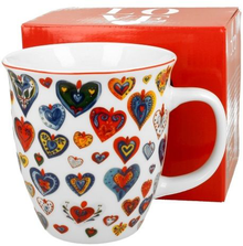Zestaw kubek porcelanowy Kolorowe Serca 3 z pudełkiem prezentowym, pojemność 650 ml.
