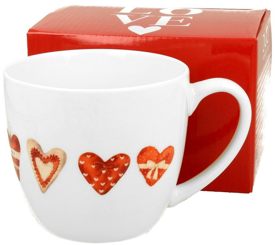 Kubek porcelanowy Serca 2 w ozdobnym pudełku z wycięciem w kształcie serca.