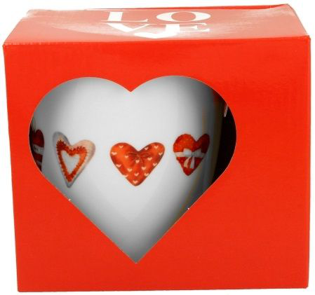 Zestaw kubek porcelanowy Serca 2 360 ml w czerwonym pudełku DUO Porcelain.