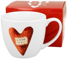 Kubek porcelanowy Love You 460 ml z ozdobnym pudełkiem w tle.