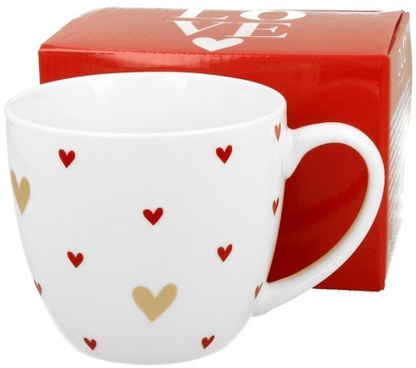 Zestaw kubek porcelanowy Serca 4 z pudełkiem – praktyczny i romantyczny upominek.