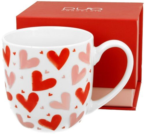 Zestaw kubek porcelanowy Love 2 380 ml z czerwonym pudełkiem prezentowym DUO Porcelain.