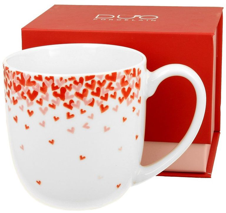 Zestaw kubek porcelanowy Love 3 380 ml z ozdobnym pudełkiem prezentowym.