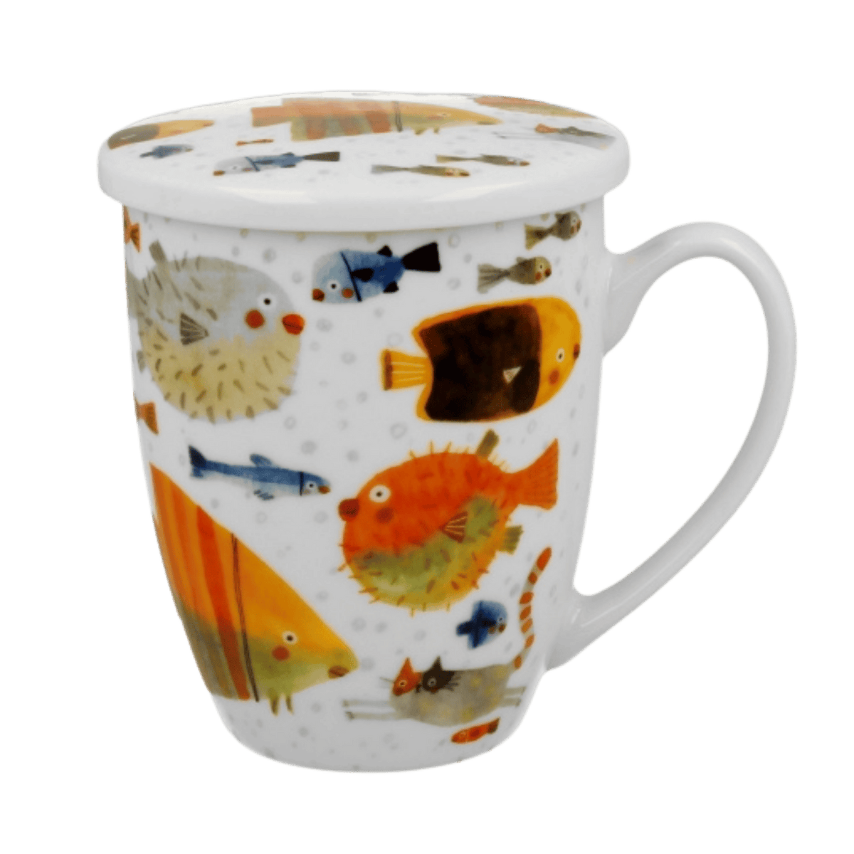 Porcelanowy kubek Ryby 360 ml z dekoracją przedstawiającą ryby
