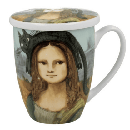 Kubek Duo Koci Świat Mona Lisa z Kotem, artystyczny motyw na porcelanie 360 ml