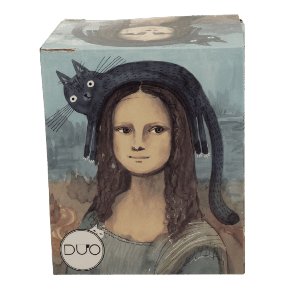 Zestaw kubek z zaparzaczem Mona Lisa z Kotem 360 ml, porcelana i ozdobne pudełko