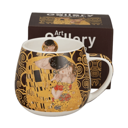 Kubek baryłka The Kiss Brown 430 ml z motywem Pocałunku Gustava Klimta