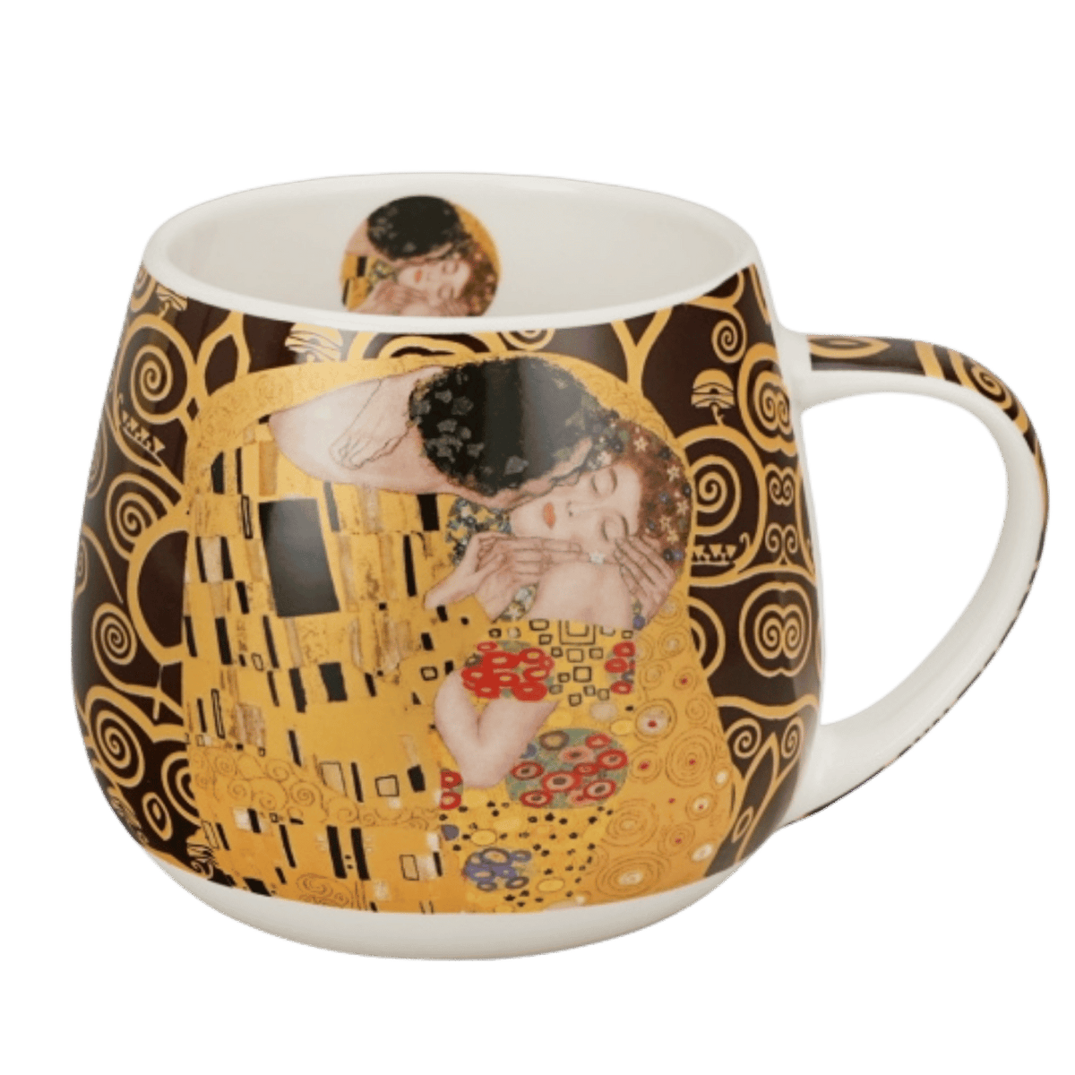 Porcelanowy kubek The Kiss Brown Duo Gift 430 ml, brązowa wersja malarskiego wzoru
