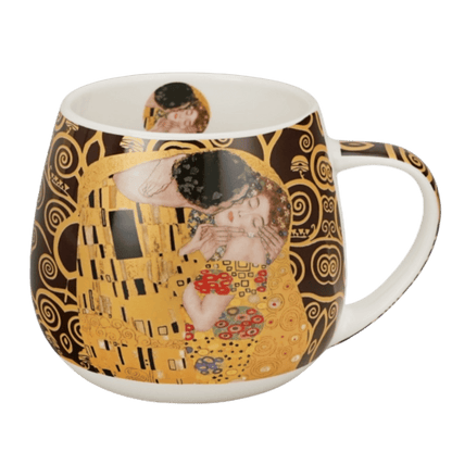 Porcelanowy kubek The Kiss Brown Duo Gift 430 ml, brązowa wersja malarskiego wzoru